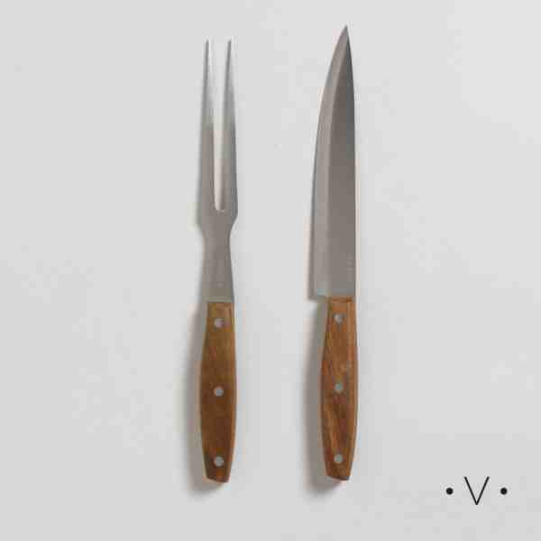 VASSA SET OF KNIFE AND FORK CON MANGO DE MADERA 2PC