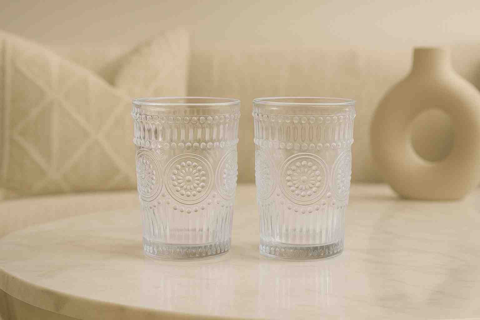 VASOS ARABESCO BAJO CRISTAL SET X 2