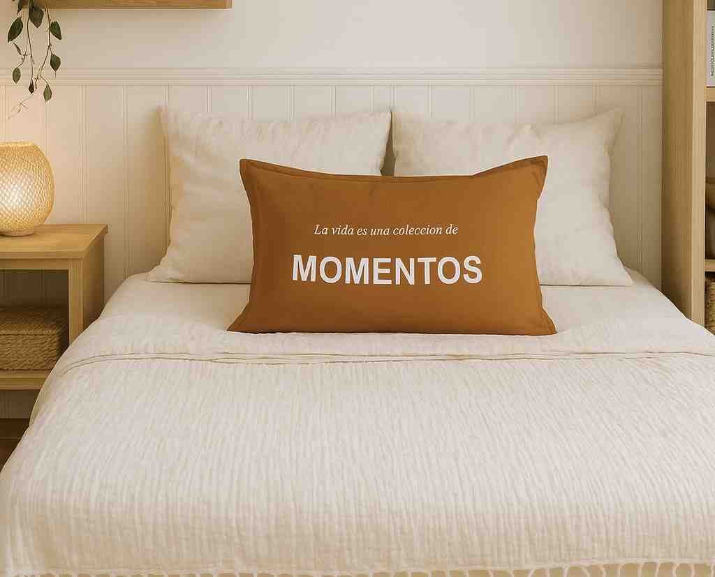 ALMOHADON COMPLETO MOMENTOS MOSTAZA 70X50CM