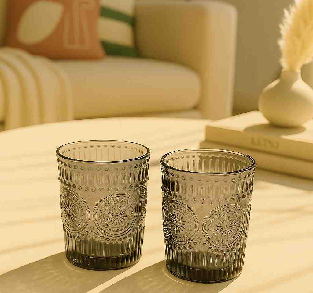 VASOS ARABESCO BAJO GREY SET X 2 