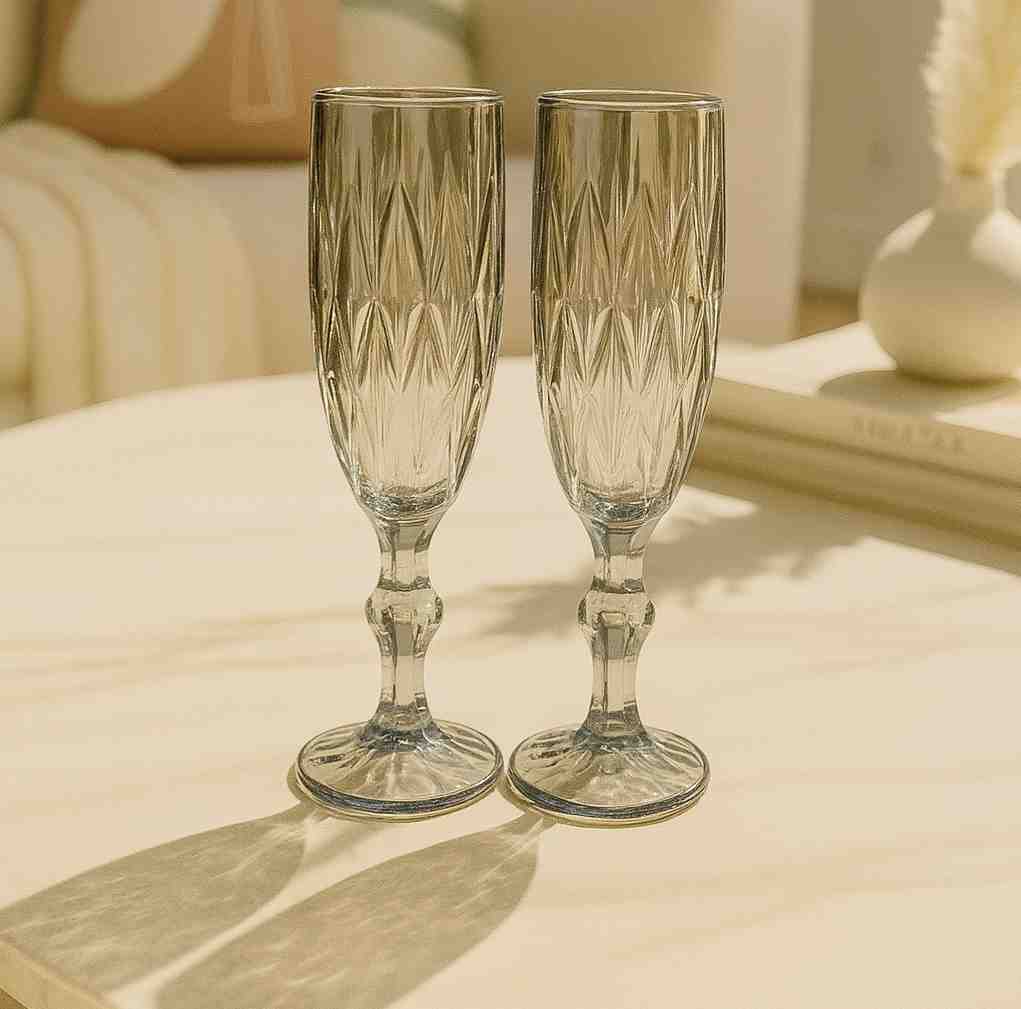 COPAS CHAMPAGNE DIAMANTE GREY SET X 2 