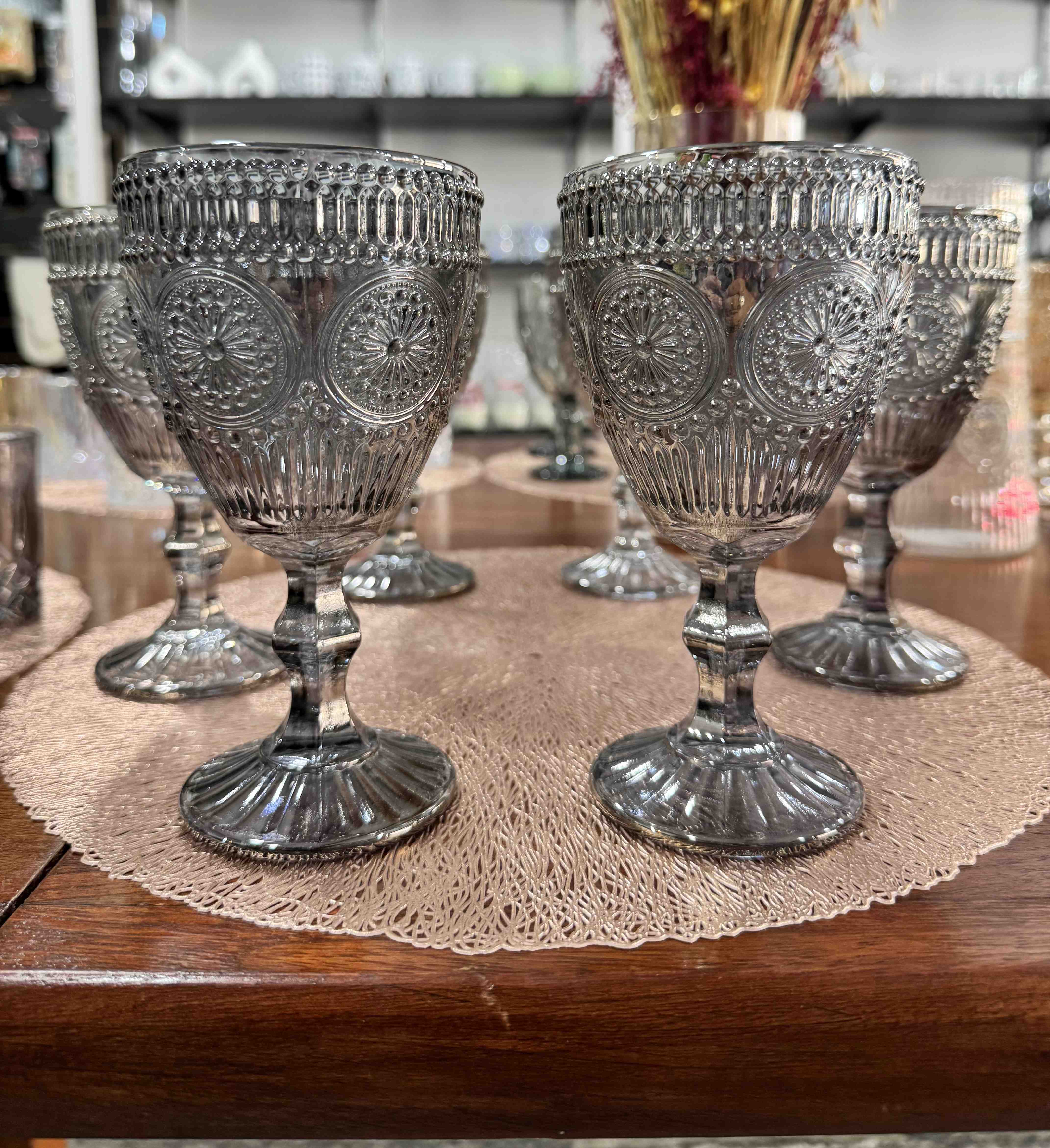 SET X 2 COPAS ARABESCOS GREY