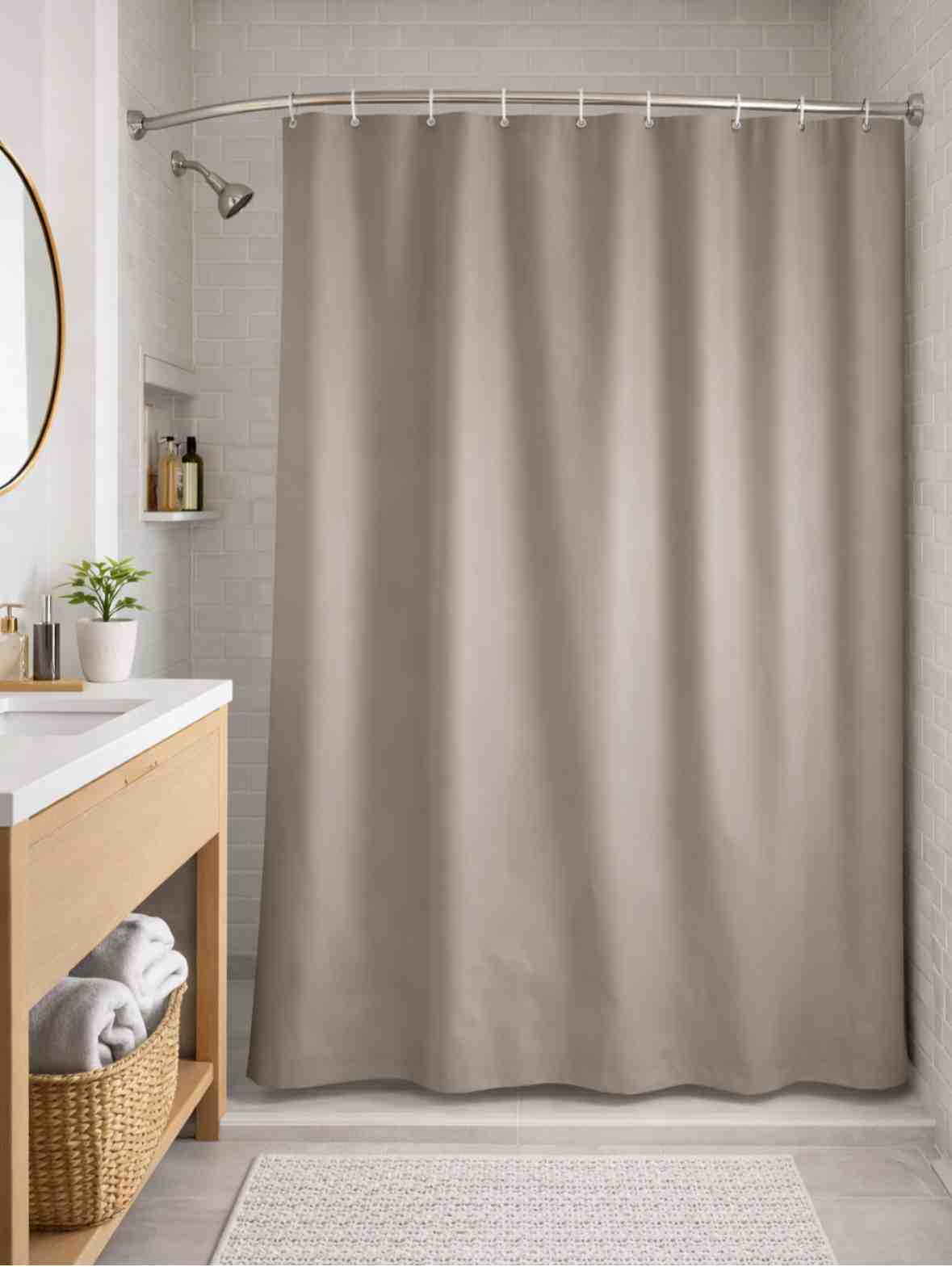 CORTINA BAÑO PVC CAMEL CON GANCHOS 1,80X180MTS