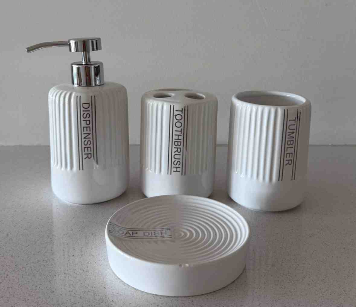 SET BAÑO BRUSH BLANCO 4 PIEZAS CERAMICA
