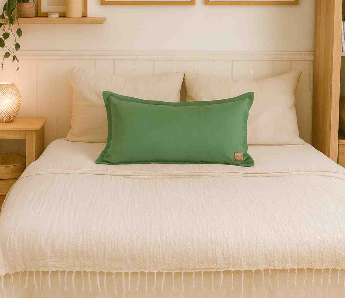 ALMOHADON COMPLETO VERDE LISO 70X50CM