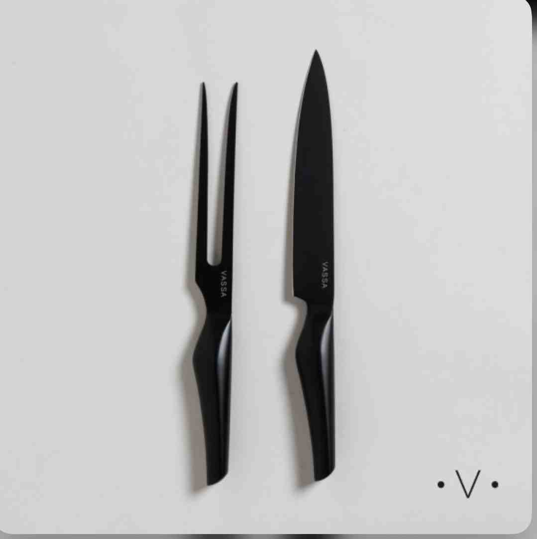 VASSA SET OF KNIFE AND FORK FOR GRILLING NEGRO  2PCS