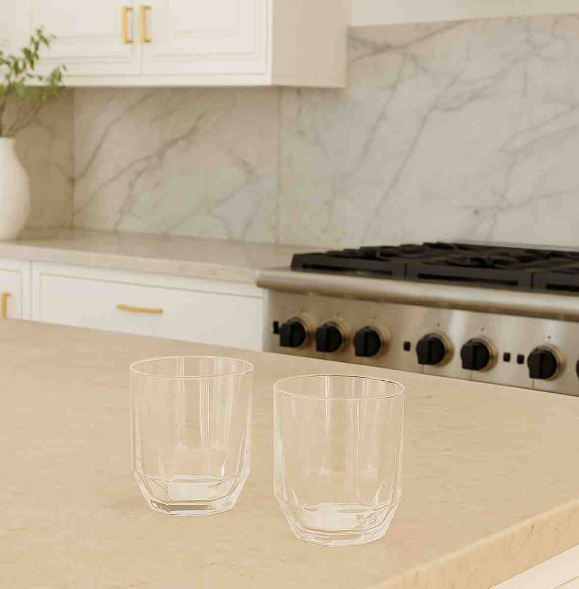 VASOS  OCTOGONAL DE VIDRIO TRASPARENTE X2 7.5X8.8CM