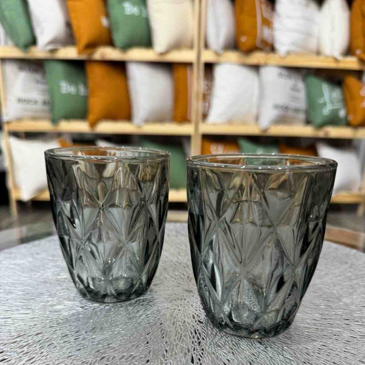 VASOS DIAMANTE BAJO GREY SET X 2