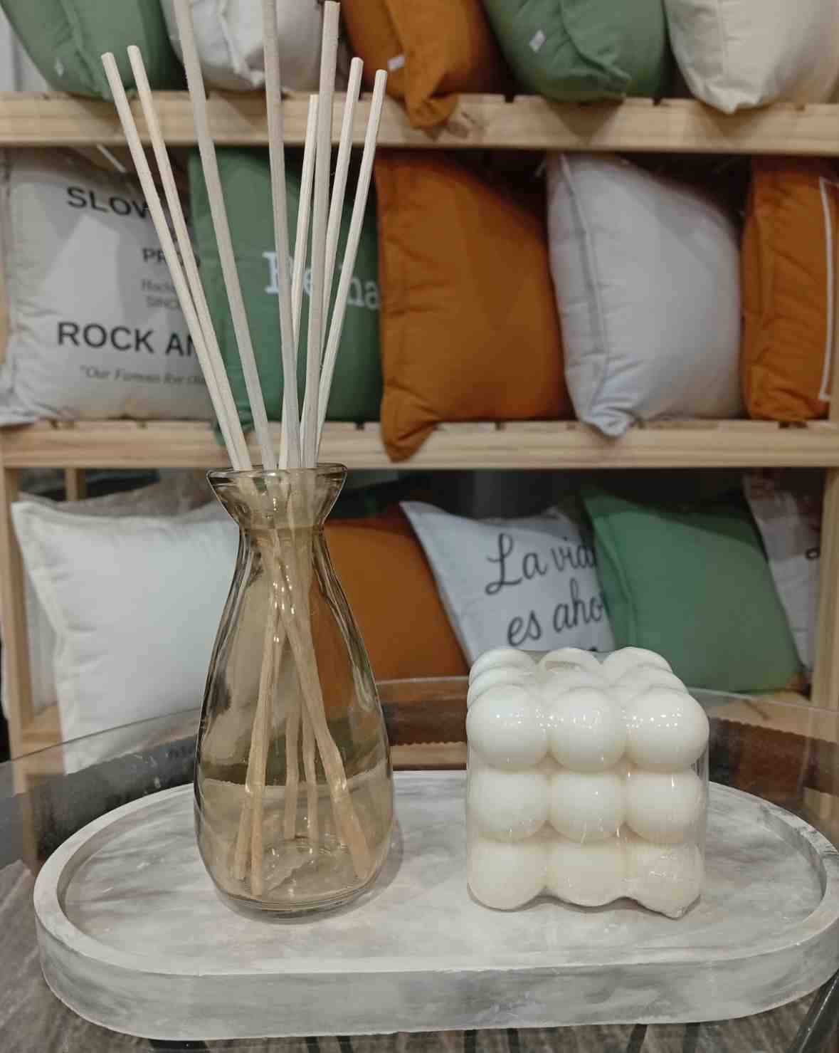 CONTENEDOR DIFUSOR FLORERO LARGO CHAMPANGE